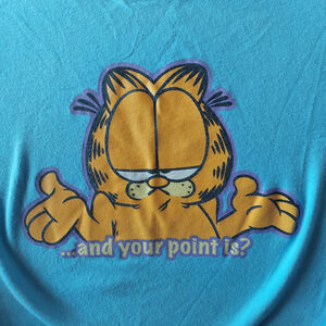 VTG 90s Garfield ...and Your Point Is? Longsleeve Pullover Size 3XL Cartoon Cat